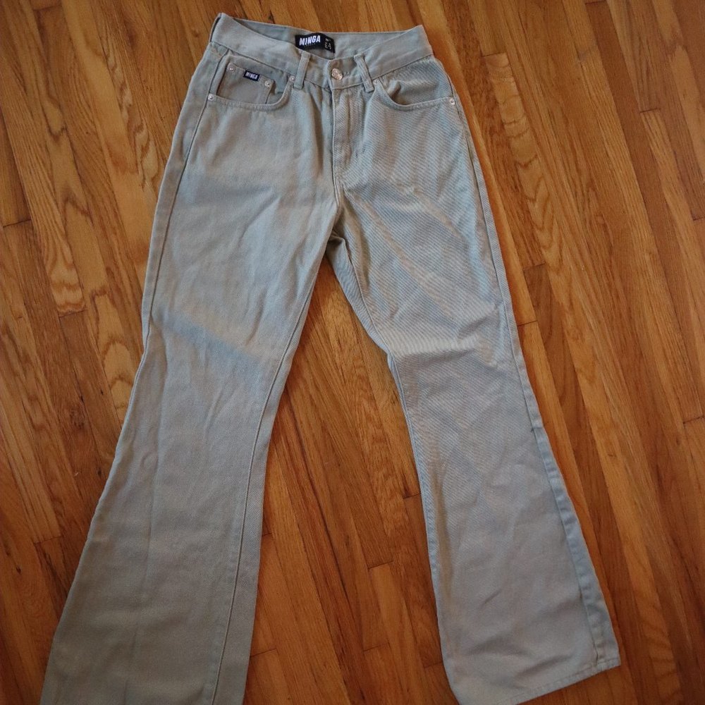 Minga London Light Olive Green Boot Cut Jeans